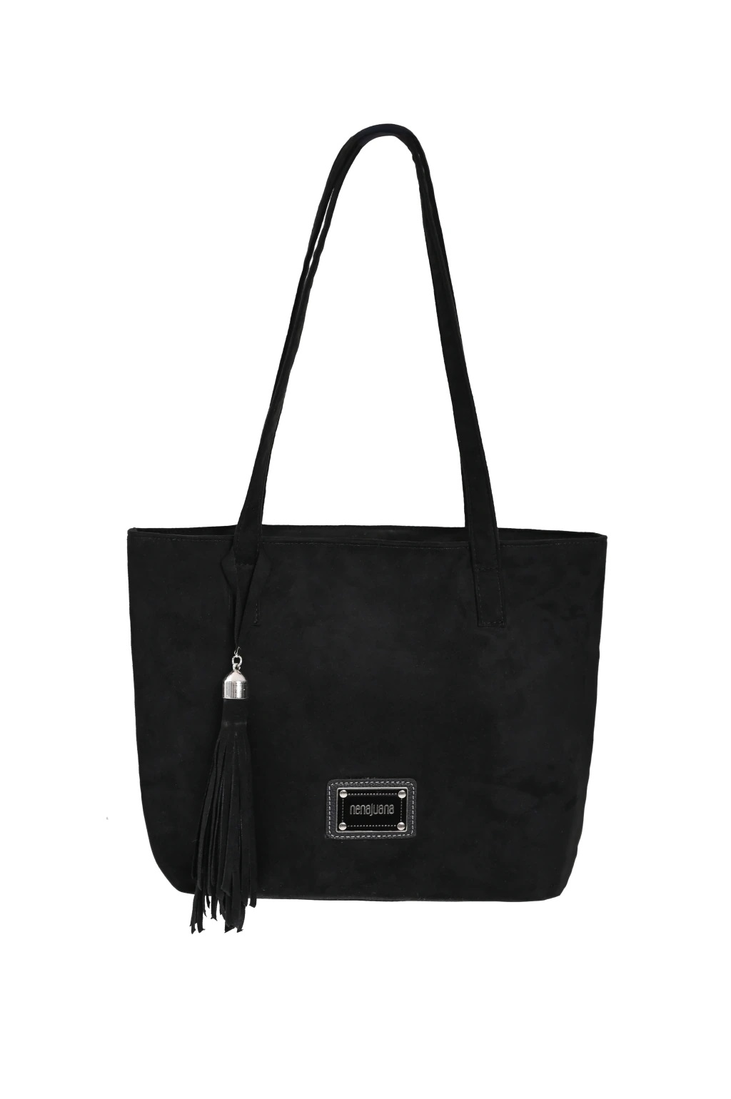 CARTERA GAMUZA CON FLECOS - NEGRO